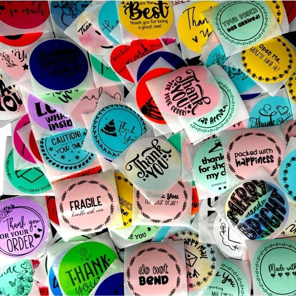 100 thank you stickers mystery bag bundle mix thank you 2" - Picture 11 of 12